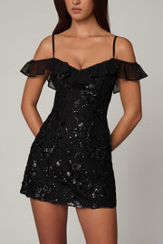 Oh Polly Jacira 14454 mini robe noire sequins