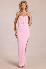 Oh Polly Caliane robe maxi rose bandeau drapée fendue