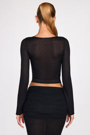 Oh Polly Tops Liah Top Noir Plongeant Transparent