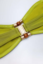 Oh Polly Swim Manava Haut Bikini Bandeau Vert Olive Perles