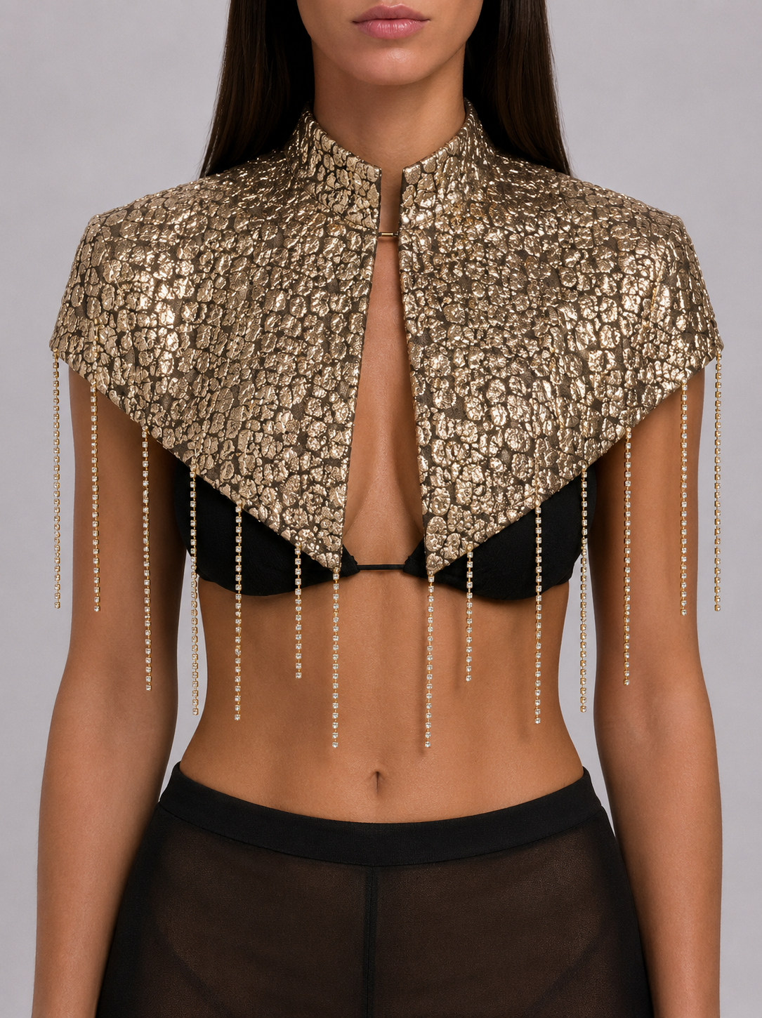 The Ethiquette Cape Mini cape soie brodée strass