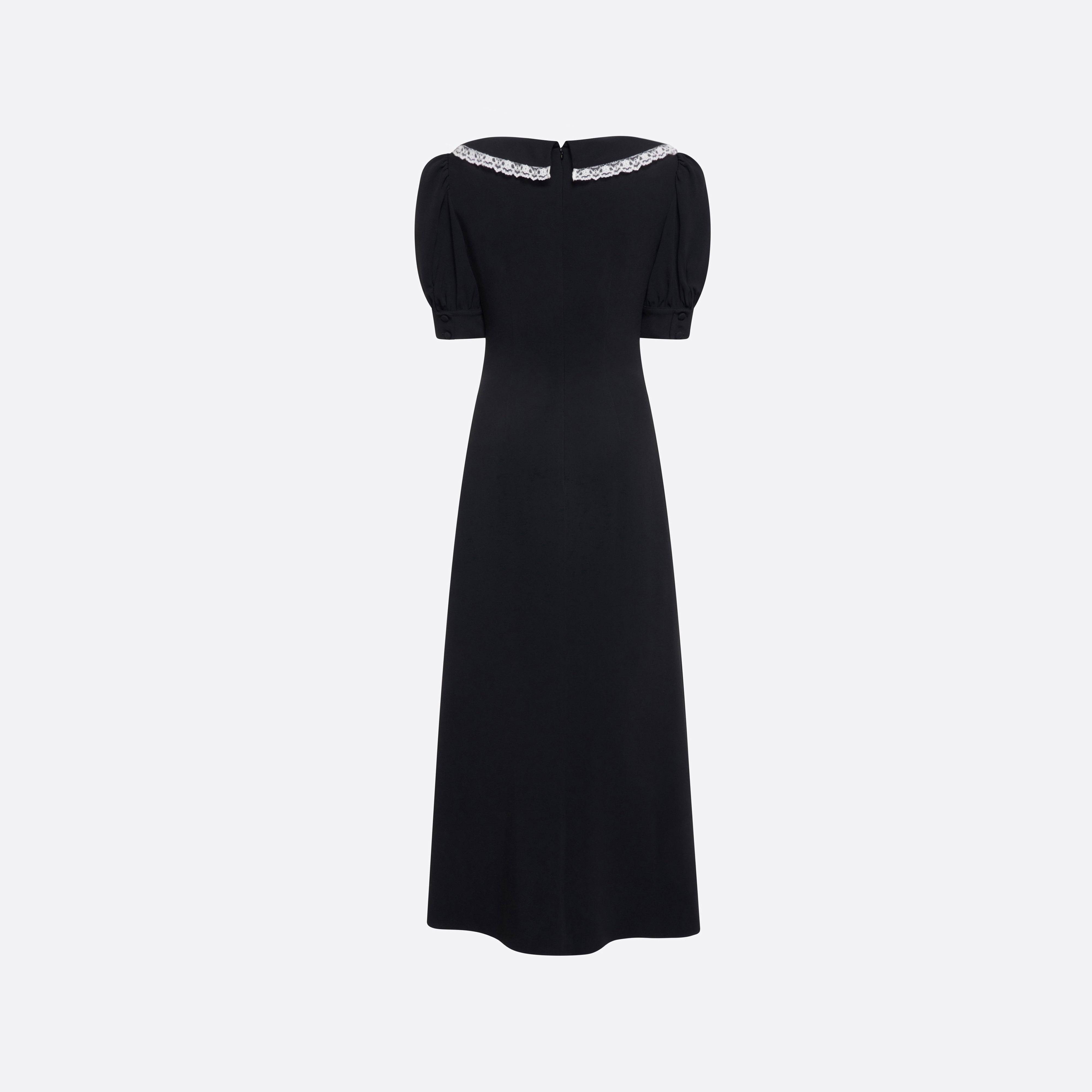 Alessandra Rich Cady Midi Dress Lace Trim robe noire 36