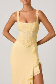 Oh Polly 13141 Robina robe corset jaune sequins