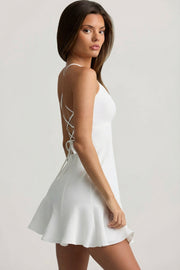 Oh Polly Daria 13772 robe mini blanche plissée dos lacé