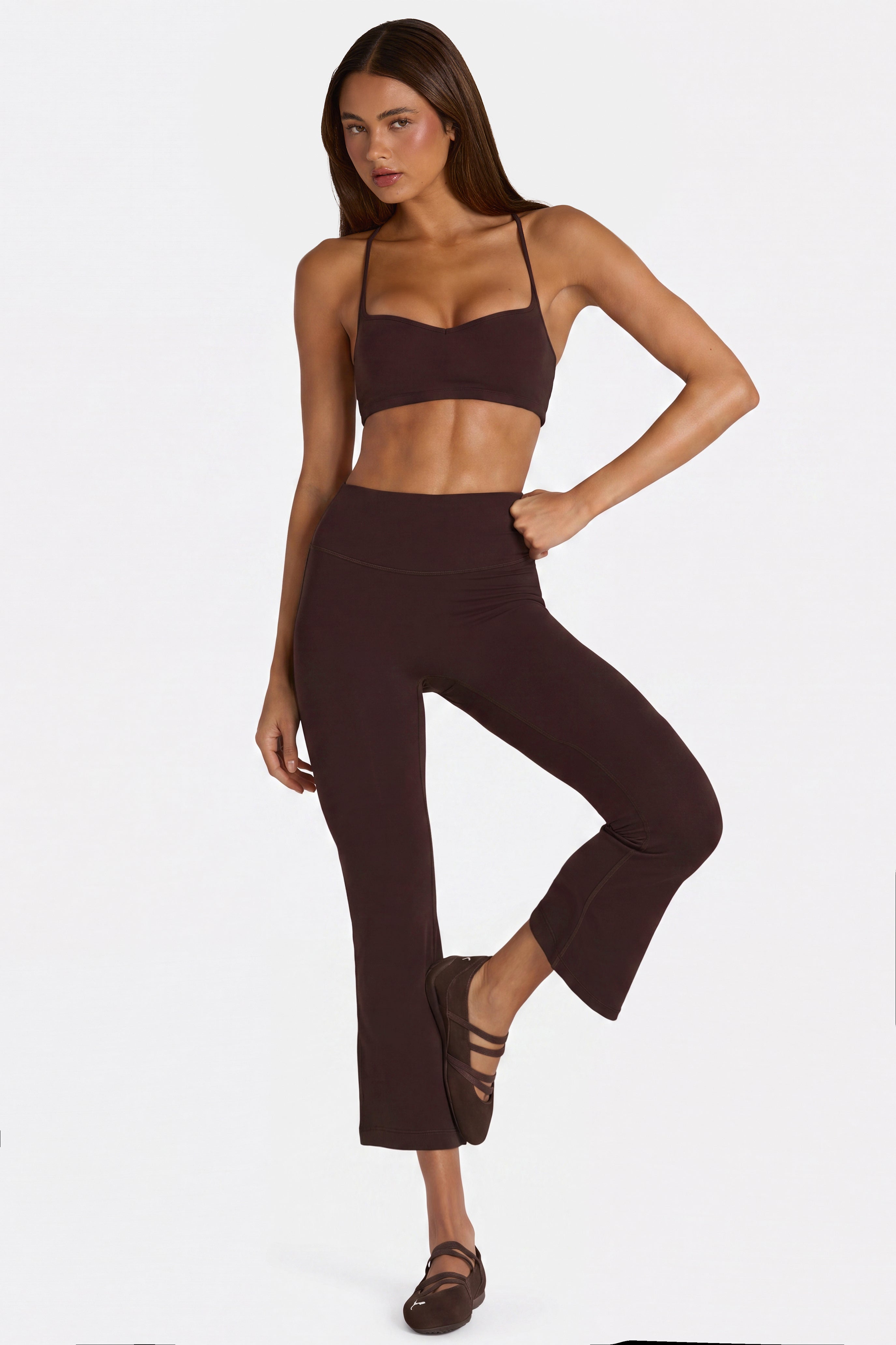 Oh Polly Bo+Tee Soft Active legging flare Espresso capri stretch