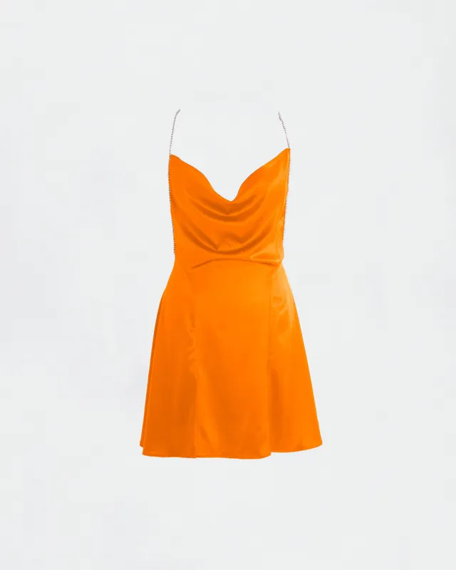 The Ethiquette Jenna Orange robe satin orange soie