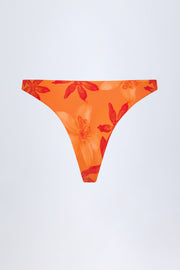 Oh Polly Beqa Bas Bikini Cheeky Orange Orchid Print Taille Haute