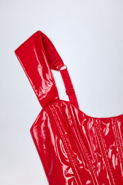 Oh Polly Lamiya top corset rouge vinyle laçage dos