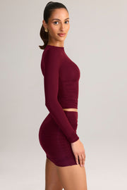 Oh Polly Cali 8640 mini jupe rouge vin froncée