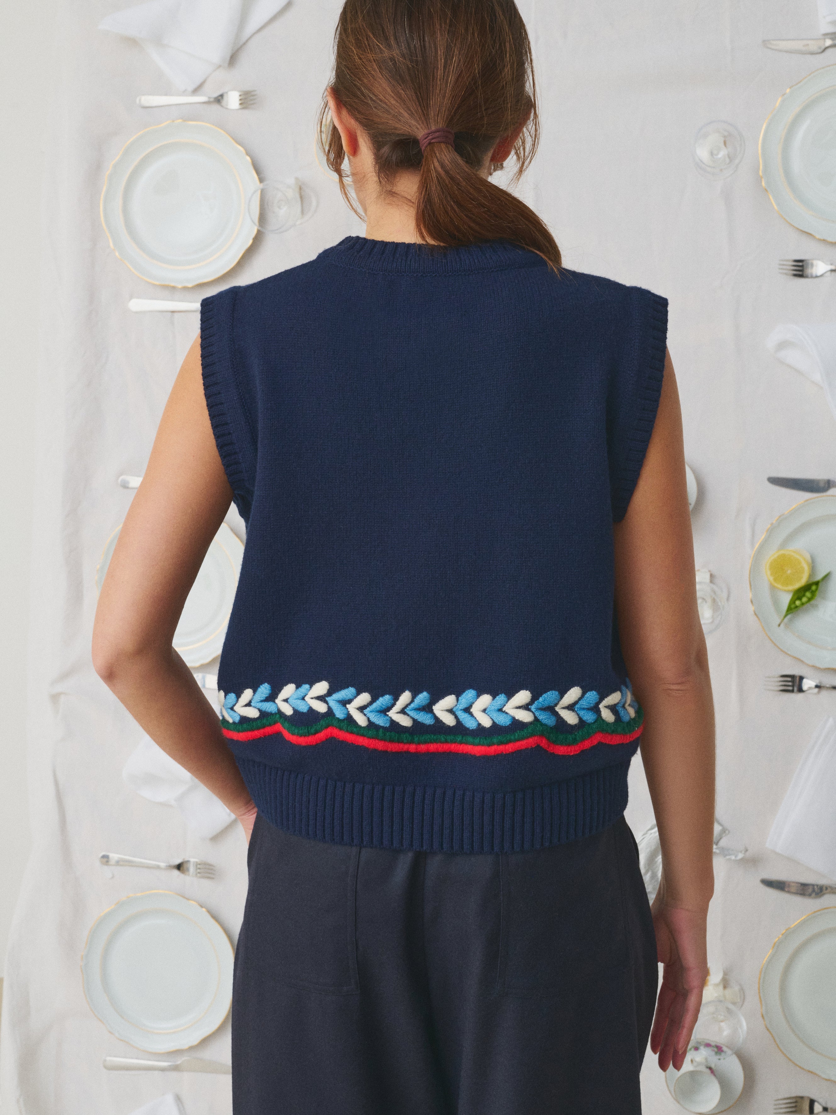 MII Mii à table Pull June laine cachemire brodé main