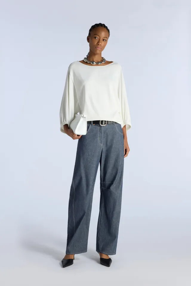 Liviana Conti Leon pantalon balloon blue denim chambray