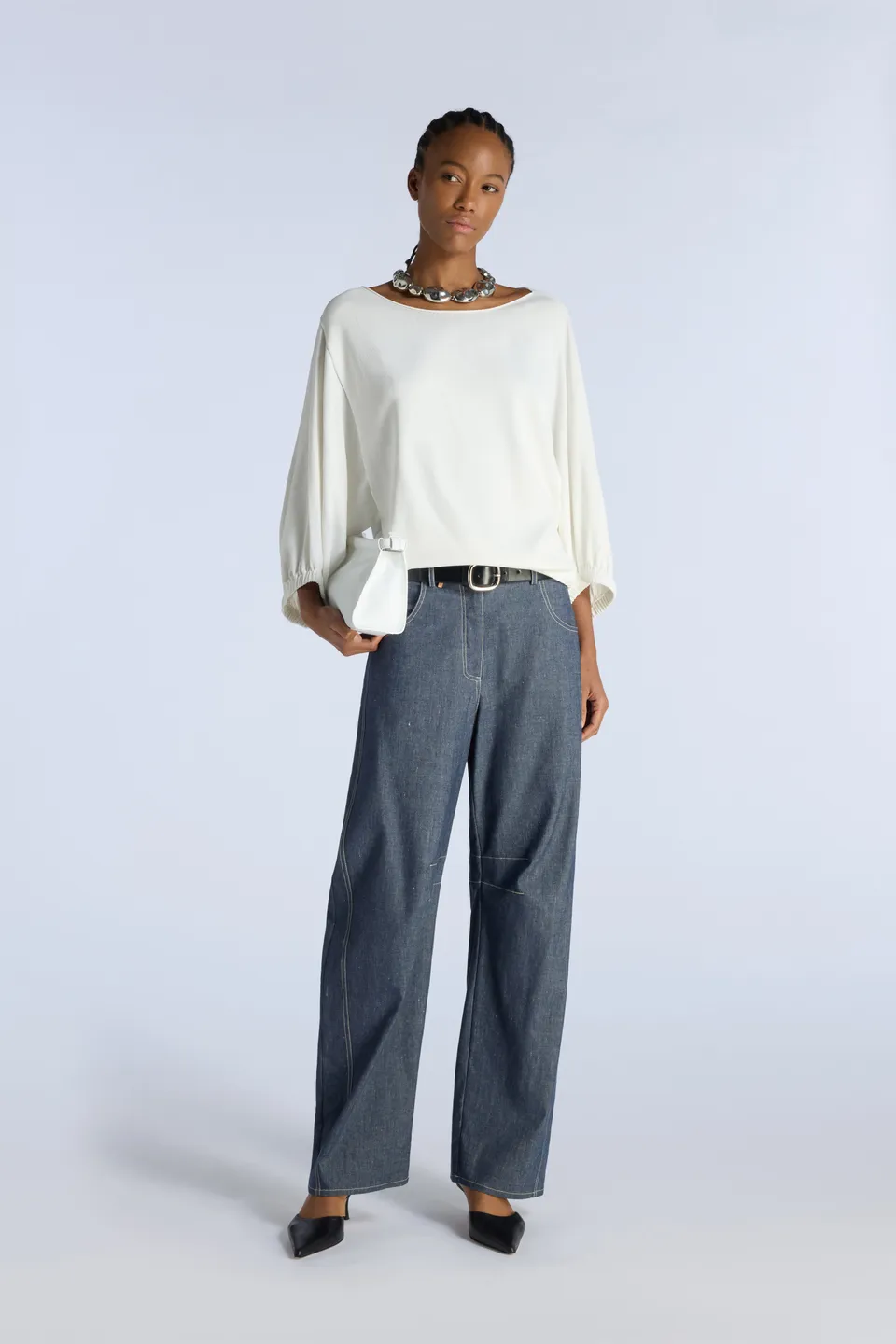 Liviana Conti Leon pantalon balloon blue denim chambray