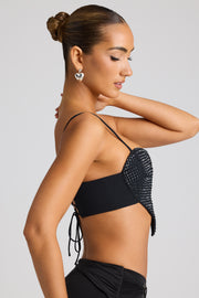 Oh Polly Syrene 8235 crop top noir cœur strass