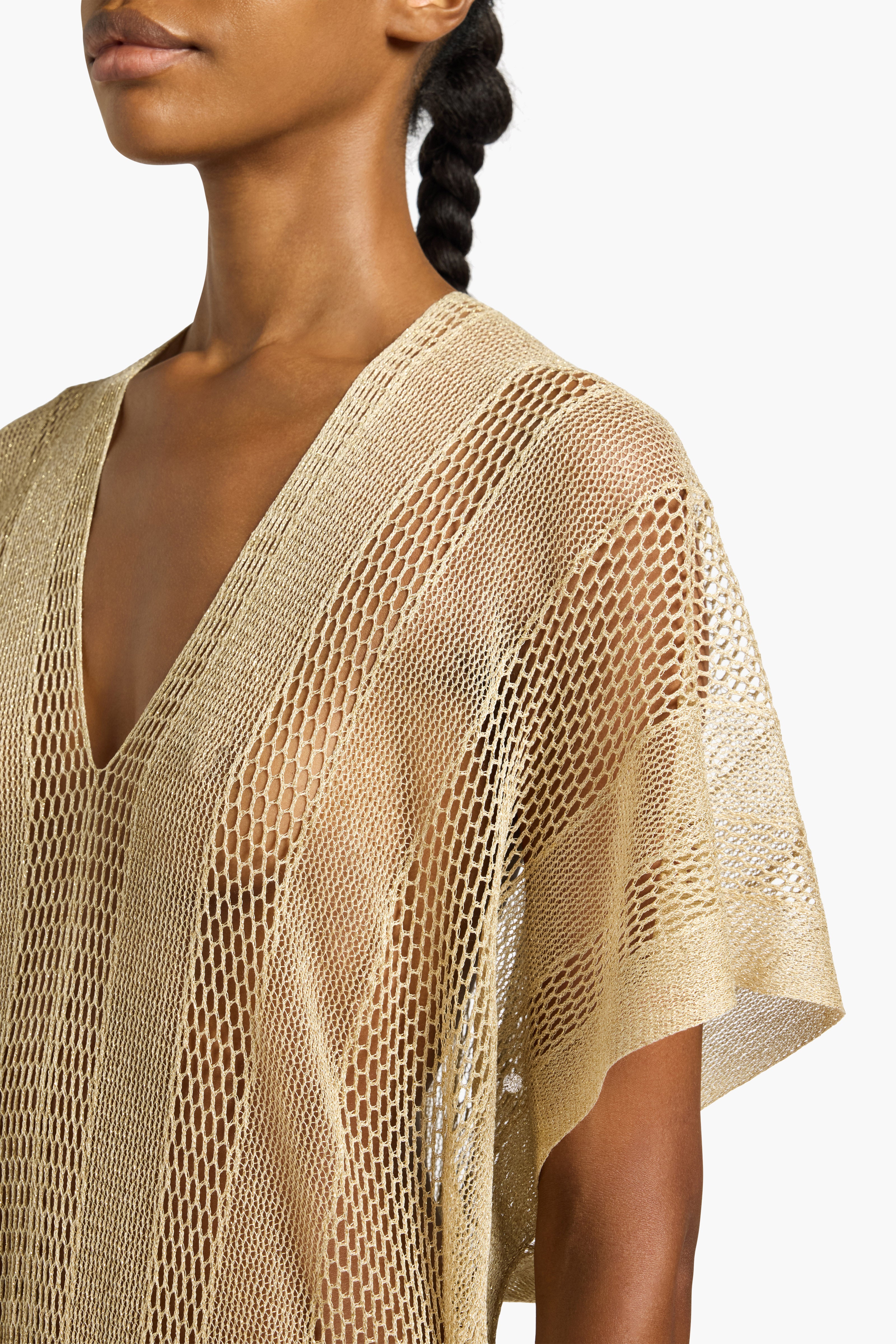 Liviana Conti Cintia caftan long doré à franges