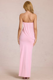 Oh Polly Caliane robe maxi rose bandeau drapée fendue