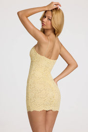 Oh Polly Vaeda robe dentelle jaune beurre mini bodycon