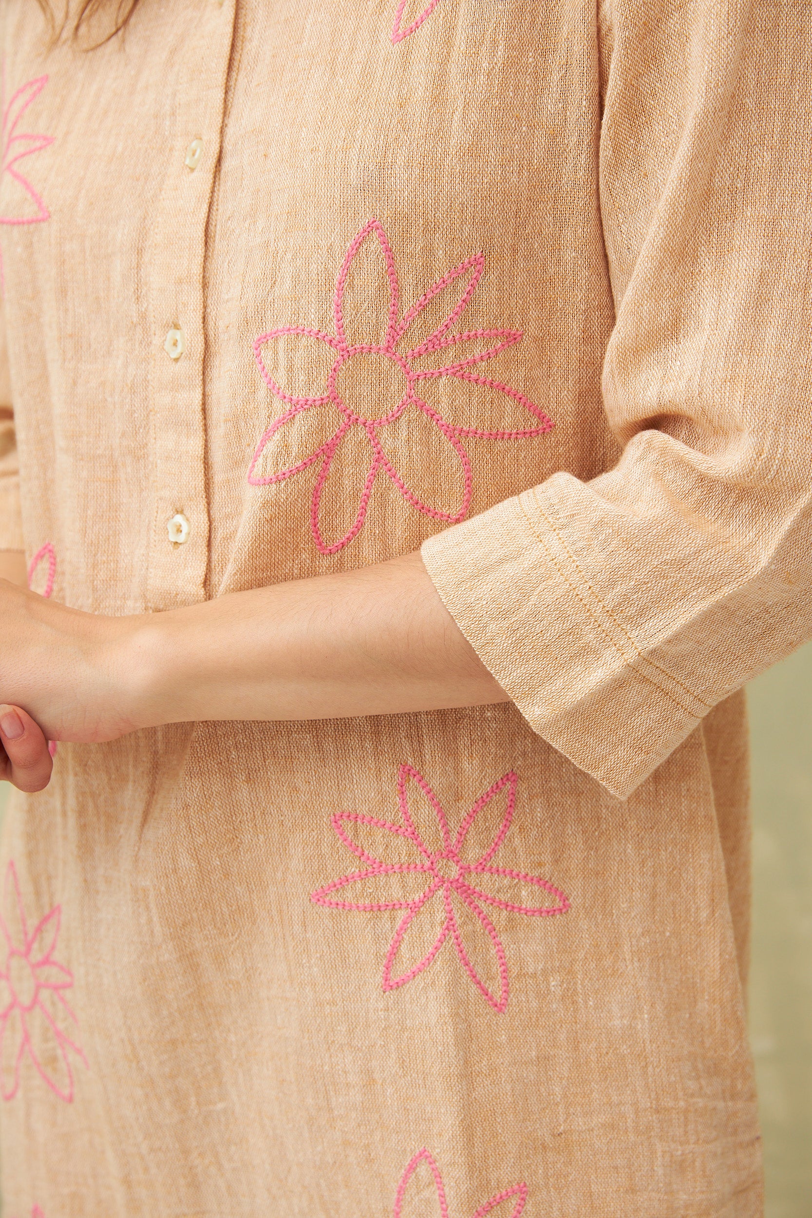 Chicosoleil Martha robe courte coton beige brodée XS-XL