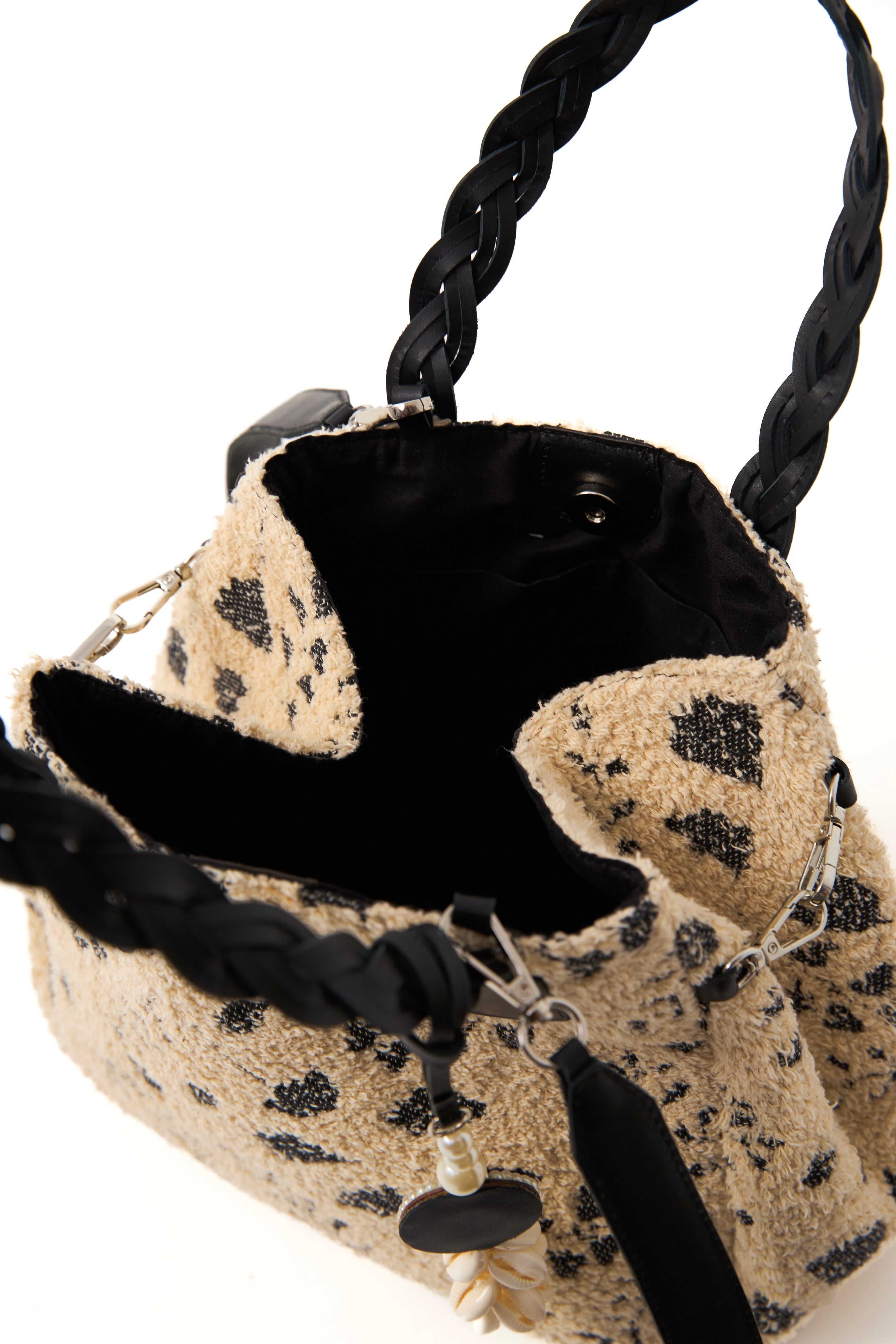 Chicosoleil Anahi sac besace crème fleurs cuir