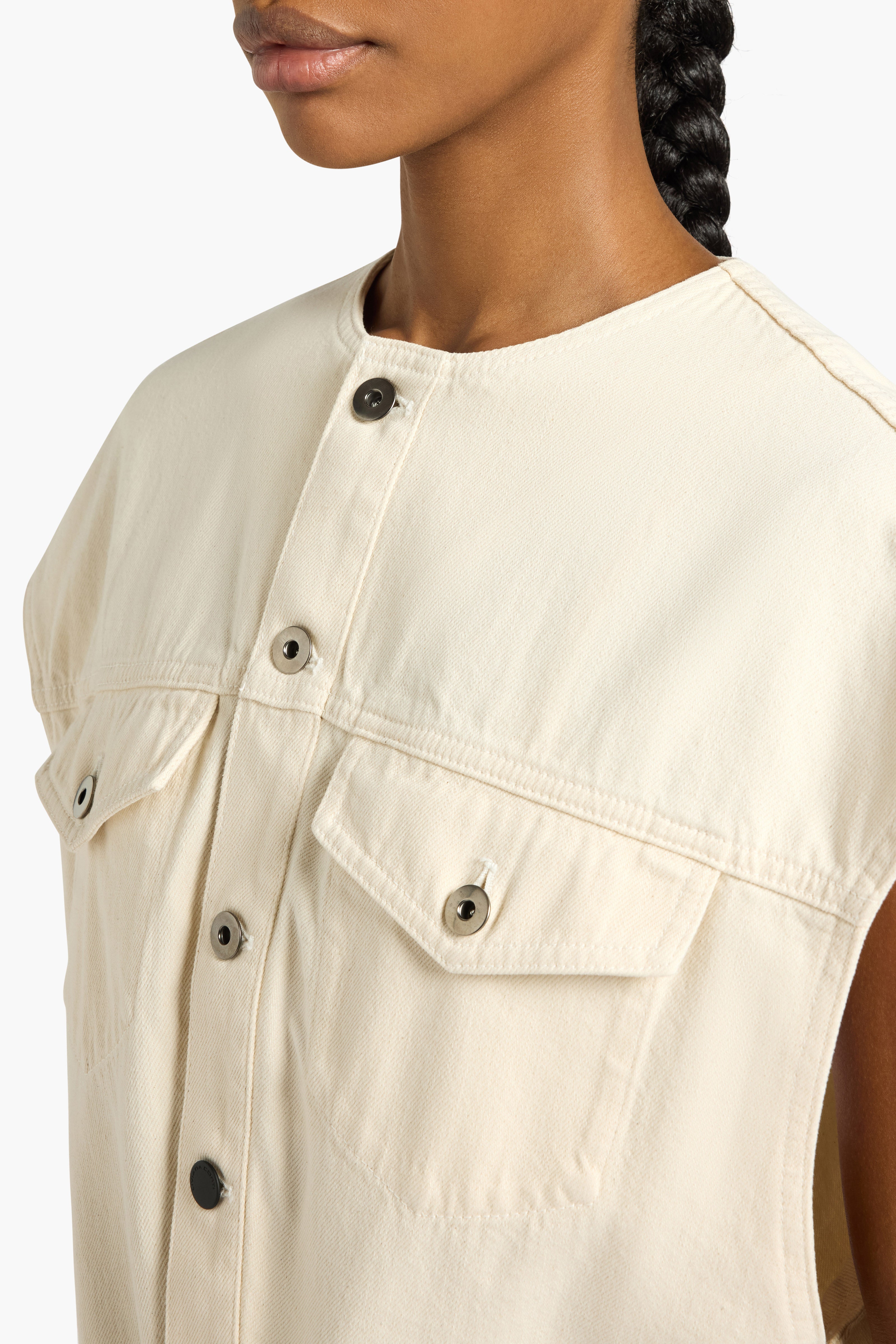 Liviana Conti Idris gilet coton raw denim M