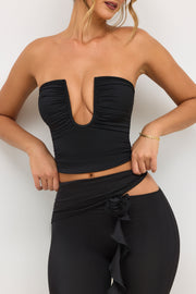 Oh Polly Eevi haut strapless plongeant noir jersey