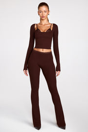 Oh Polly Philippa pantalon flare marron chocolat modal