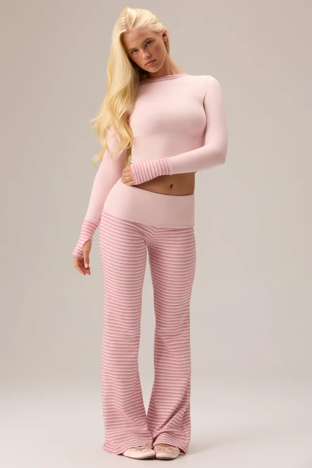 Bo+Tee Plush Pantalon Large Berry Stripe Jersey