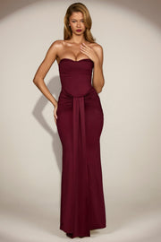 Oh Polly Aisra robe satin rouge vin bustier sirène