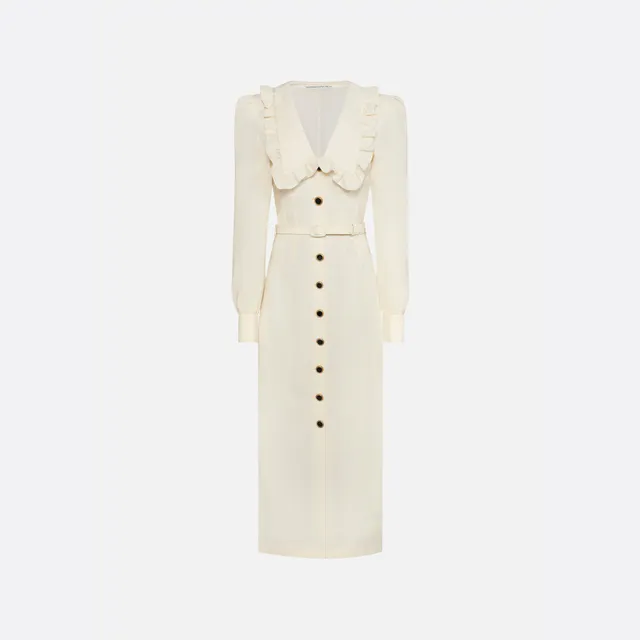 Alessandra Rich Dresses Light Wool Robe midi vanilla col V