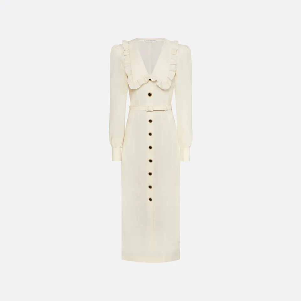 Alessandra Rich Dresses Light Wool Robe midi vanilla col V