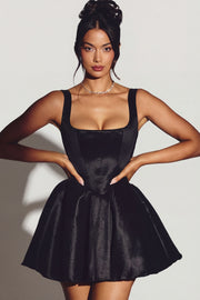 Oh Polly Sueno 7874 robe corset mini noire taffetas