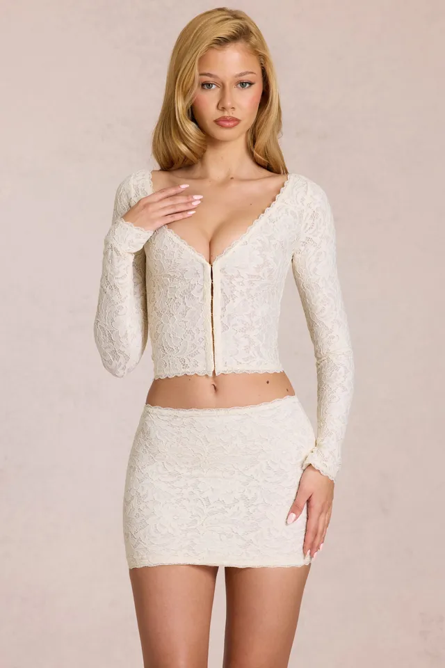 Oh Polly Odelia cardigan dentelle pearl plongeant court