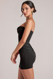 Oh Polly Bandeau Bodycon Mini Robe Noire Drapée