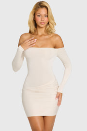 Oh Polly Dresses 16649 robe mini blanche épaules nues