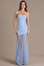 Oh Polly Embellished robe bustier dentelle bleu ciel sequins