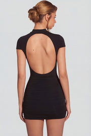 Oh Polly Blair mini robe jersey noir dos nu