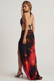 Oh Polly Keona 14094 jupe maxi imprimé rouge fendue