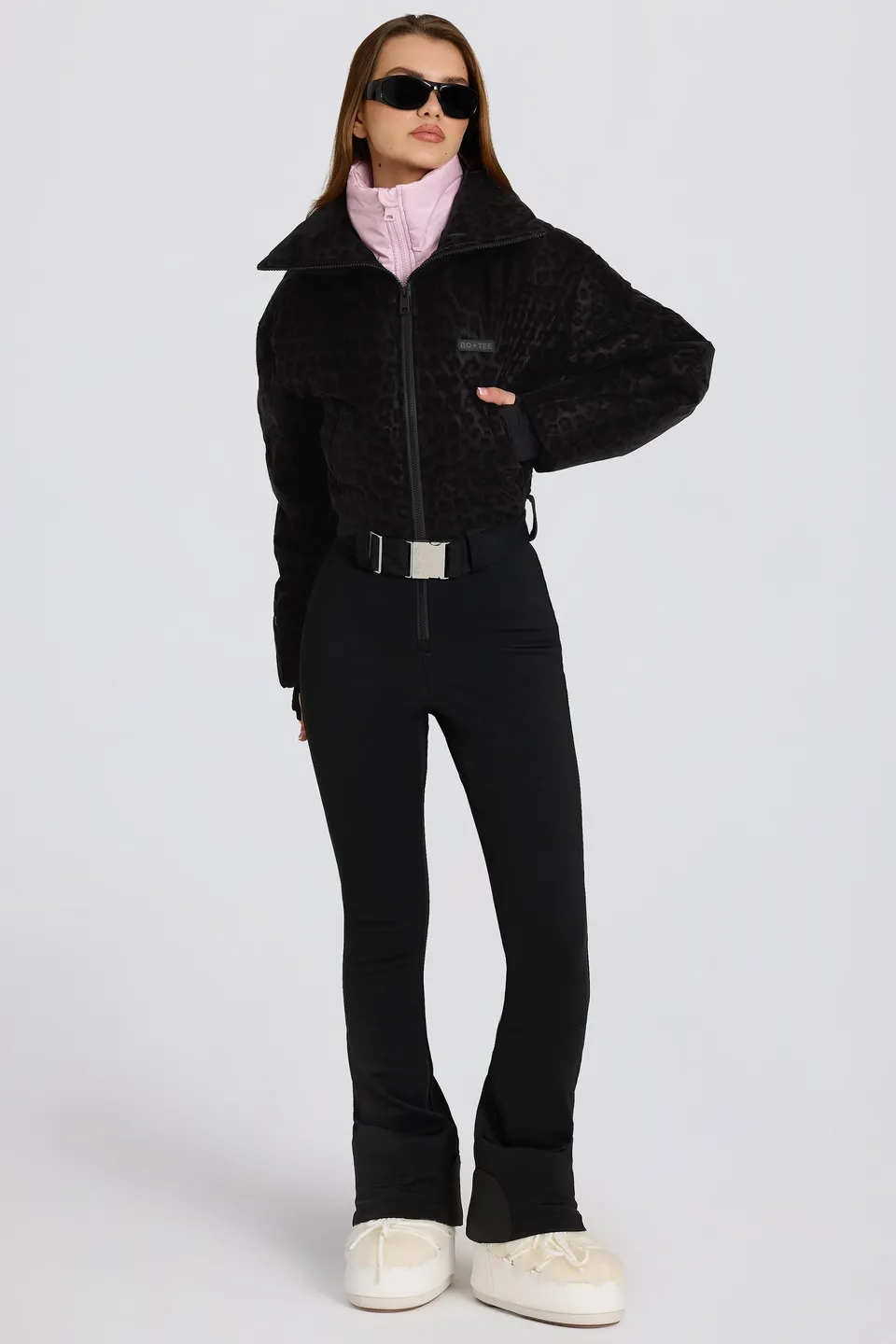 Oh Polly combinaison ski noire léopard imperméable
