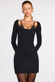 Oh Polly Caris Mini Robe Noire Dentelle Modal