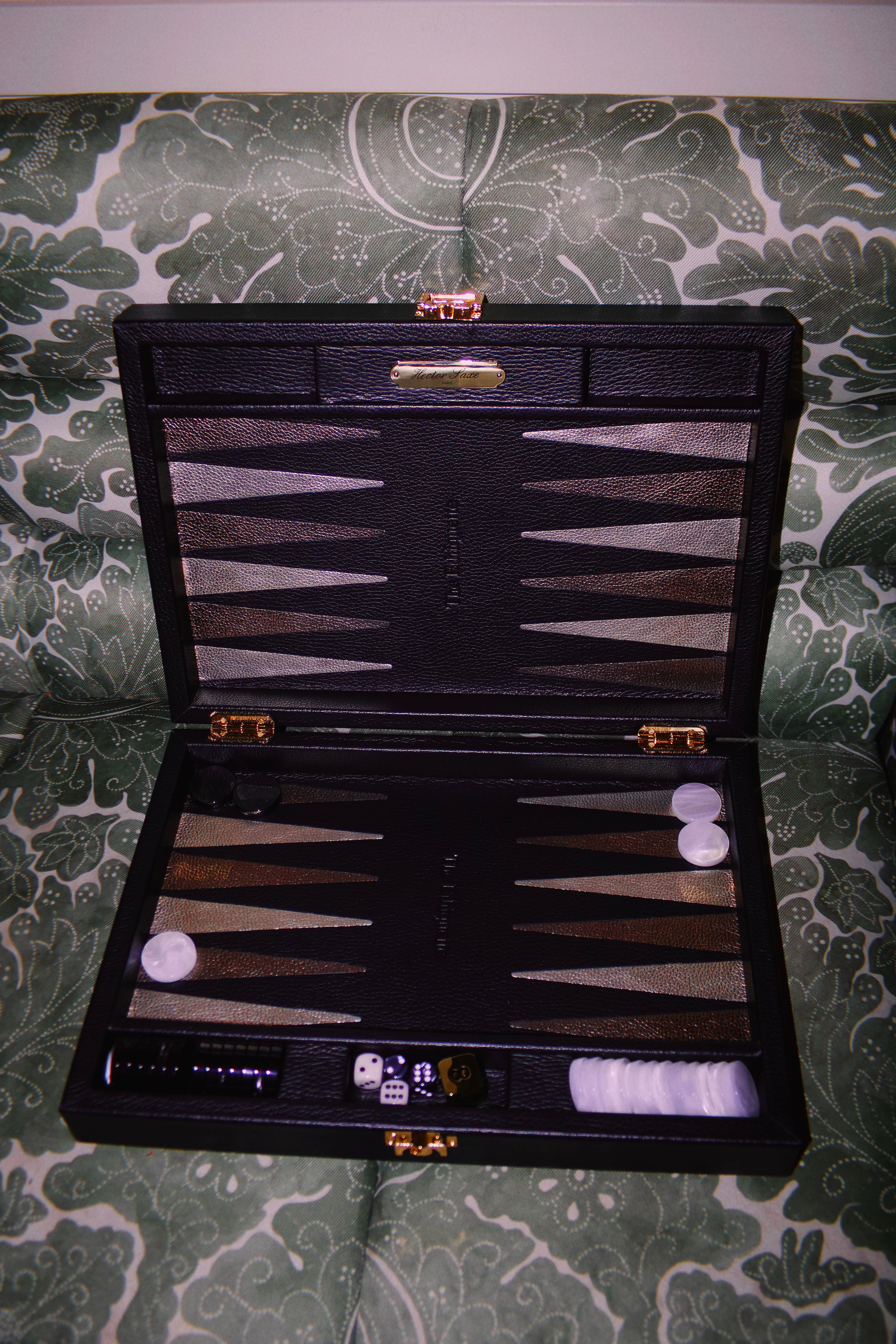 The Ethiquette Maison Backgammon Empyrée cuir tweed 50 cm