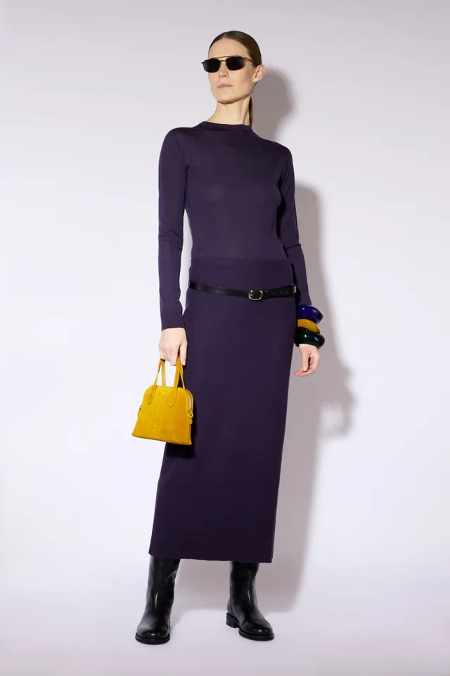 Liviana Conti Marida robe mirtillo laine mérinos