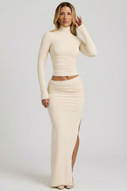 Oh Polly Nadina jupe maxi ivoire modal fendue