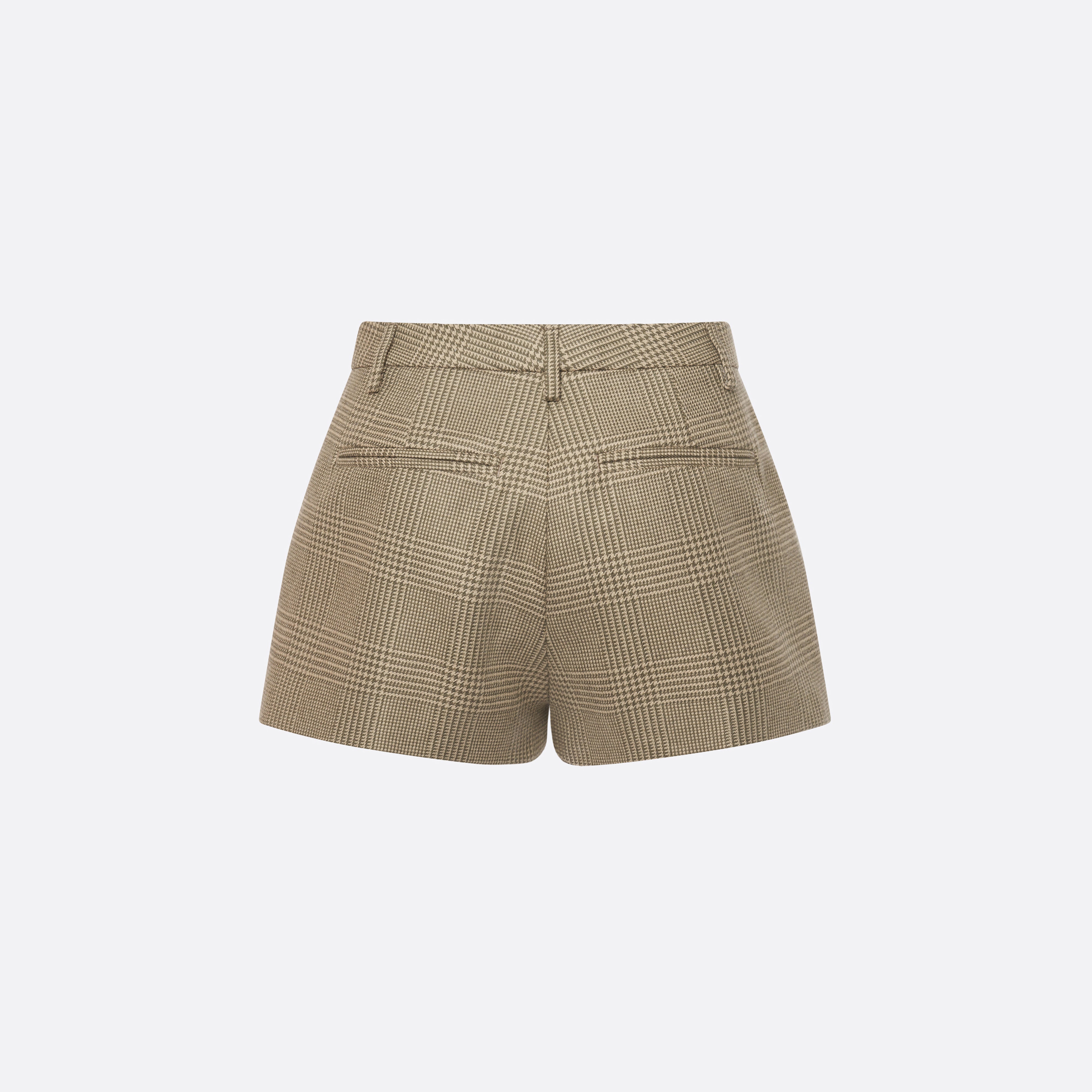 Alessandra Rich Short laine Prince de Galles vert-beige 36