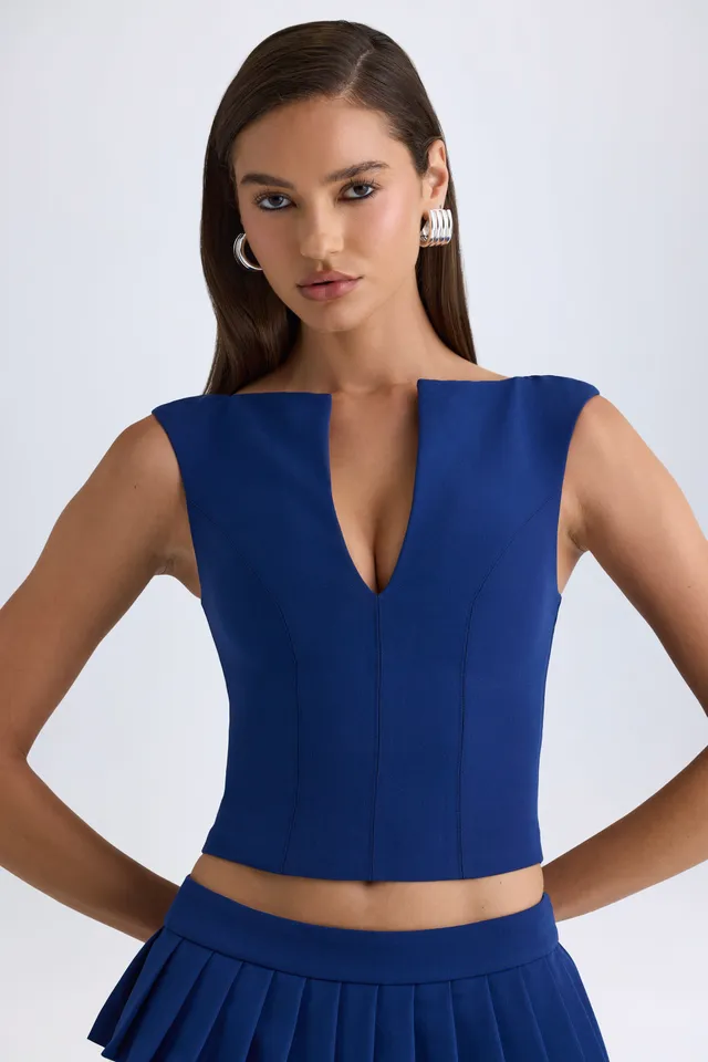Oh Polly Kadie 12399 crop top bleu marine col bateau