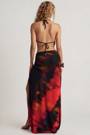 Oh Polly Keona 14094 jupe maxi imprimé rouge fendue