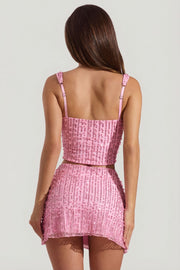Oh Polly Jianna mini jupe rose strass taille basse