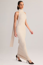 Oh Polly Dree robe maxi maille crème col roulé