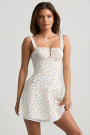 Oh Polly Dresses Cymene robe mini coton imprimé rose lacée