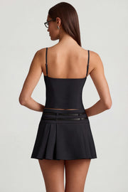 Oh Polly Velora mini jupe plissée taille basse noire ceinture