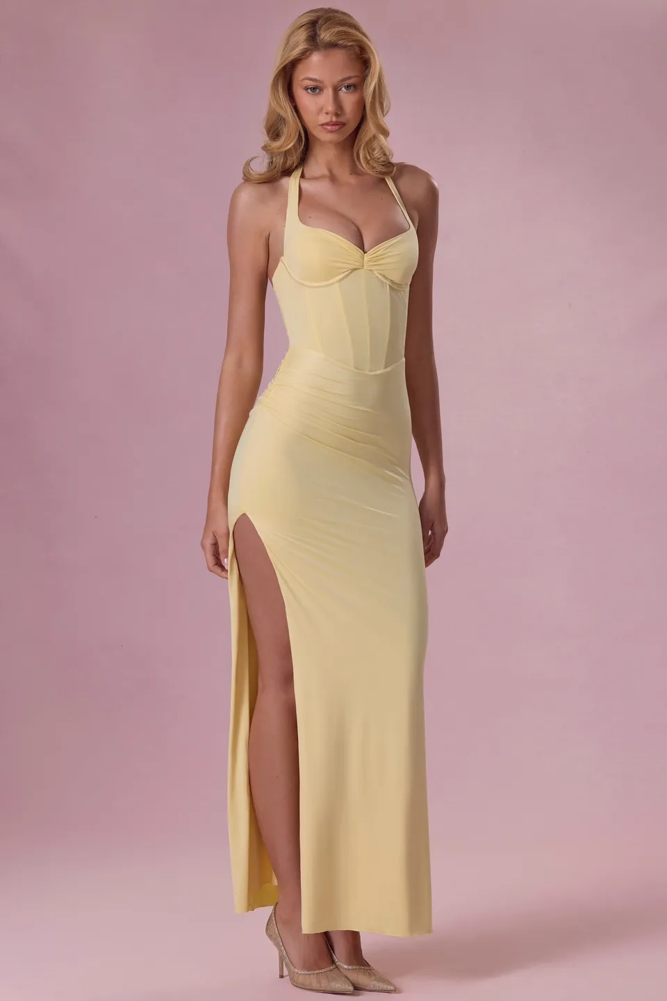 Oh Polly Olivette 15835 robe corset jaune beurre