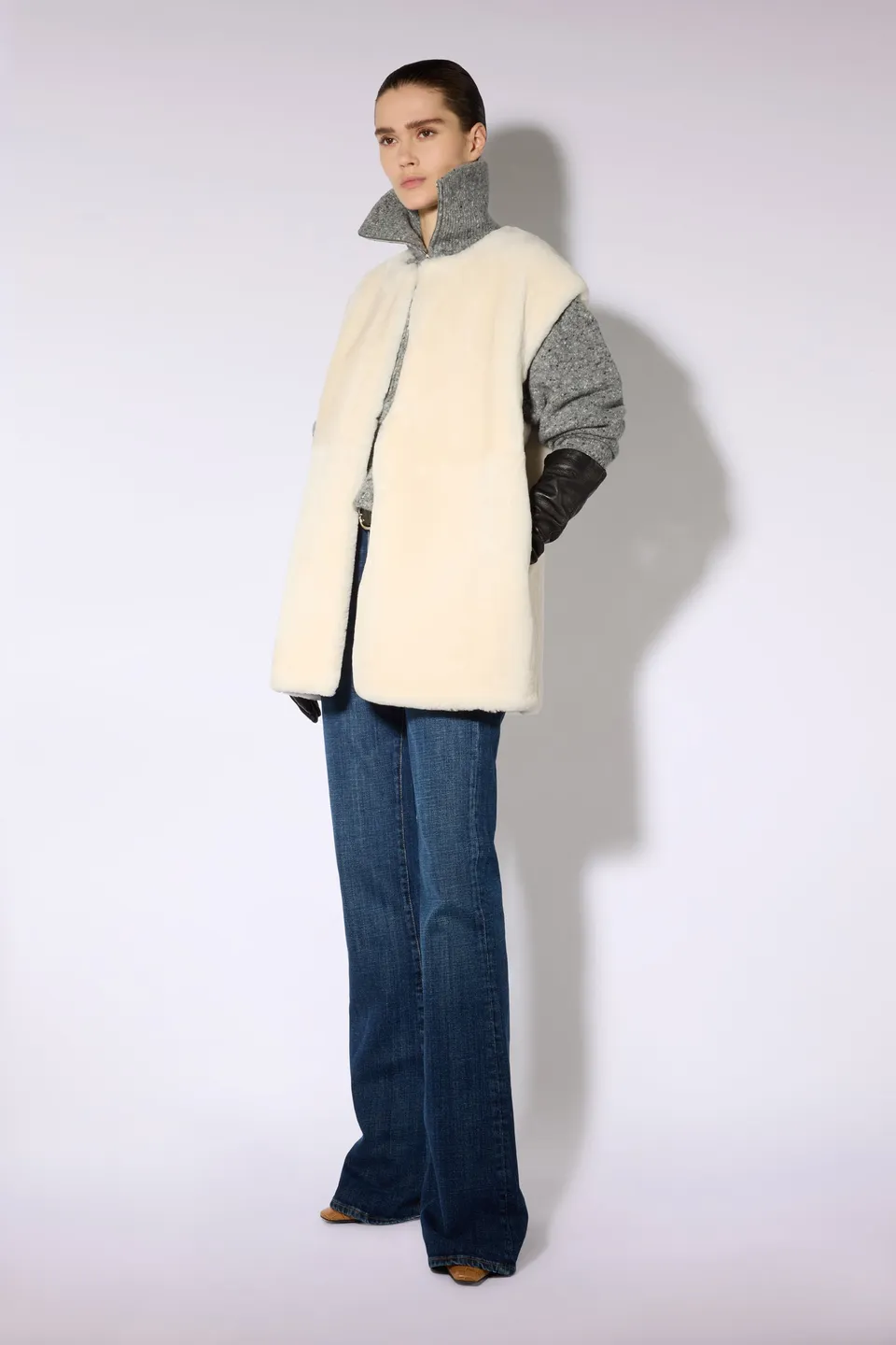 Liviana Conti Verlain gilet tailleur sans manches naturel